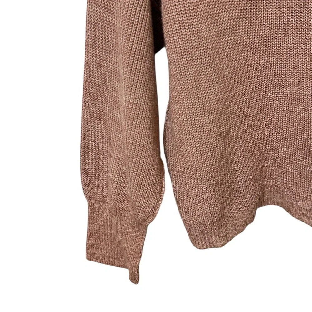 FREE PEOPLE Alana light brown off the shoulder linen/cotton blend sweater Small